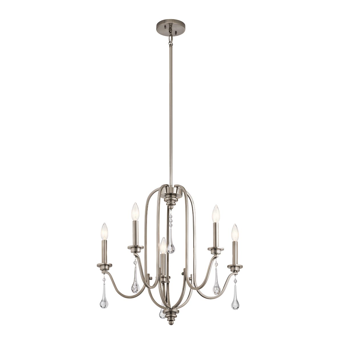 Karlee Traditional 5 Light Elegant Chandelier Classic Pewter Crystal Drops