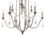 Karlee Traditional 9 Light 2 Tier Chandelier Classic Pewter Crystal Drops