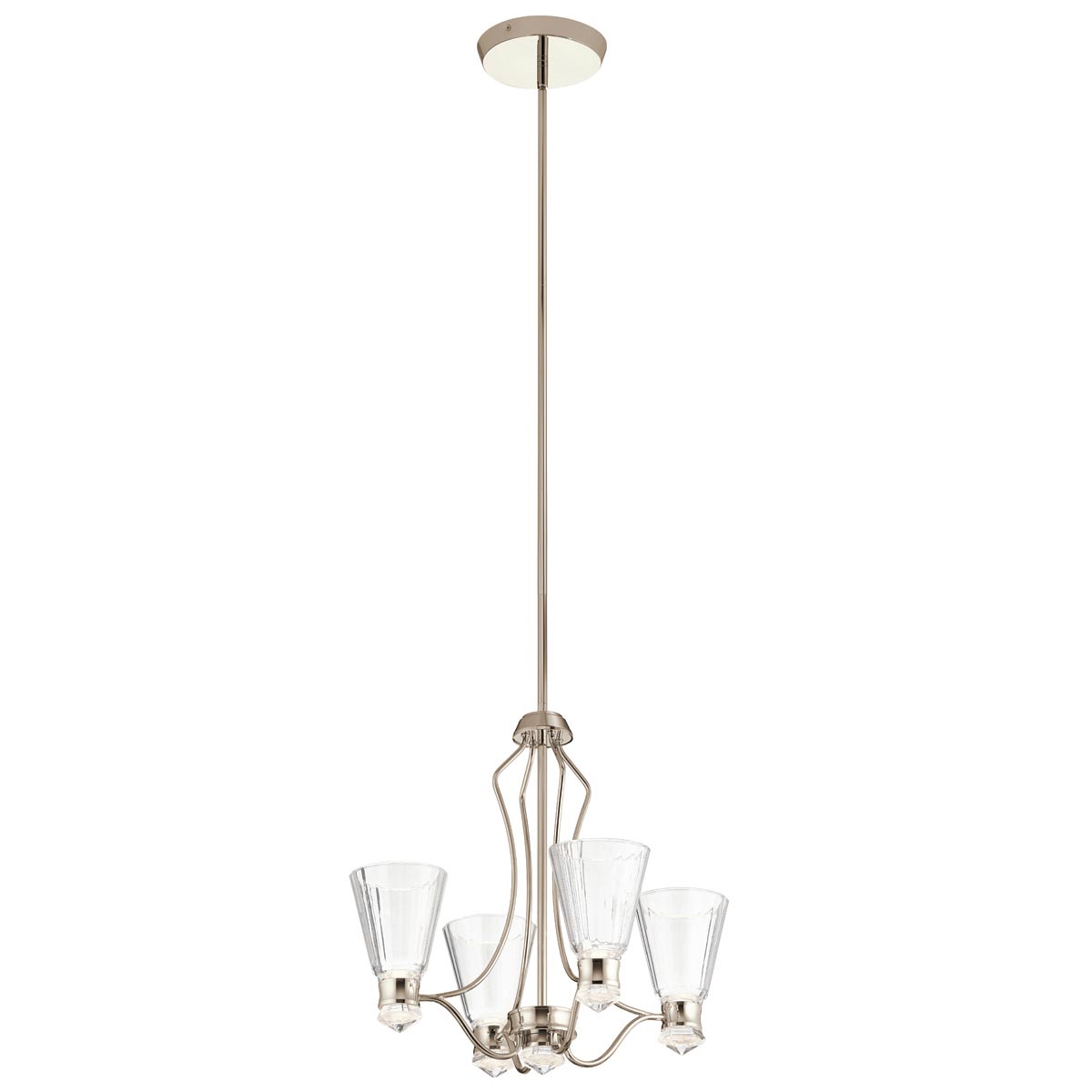 Kayva 4 Arm LED Bathroom Chandelier Polished Nickel Clear Glass