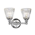 Keynes Classic Chrome 2 Lamp Bathroom Wall Light Cut Glass Shades