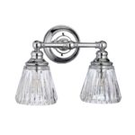 Keynes Classic Chrome 2 Lamp Bathroom Wall Light Cut Glass Shades