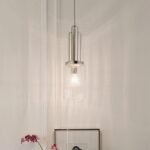 Kimrose 1 Light Art Deco Mini Pendant Polished Nickel Ribbed Glass