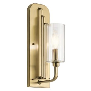Quintiesse Kimrose Art Deco style wall light in brushed brass full size on white background