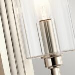 Kimrose 1 Light Art Deco Wall Light Polished Nickel Ribbed Glass