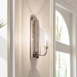 Kimrose 1 Light Art Deco Wall Light Polished Nickel Ribbed Glass