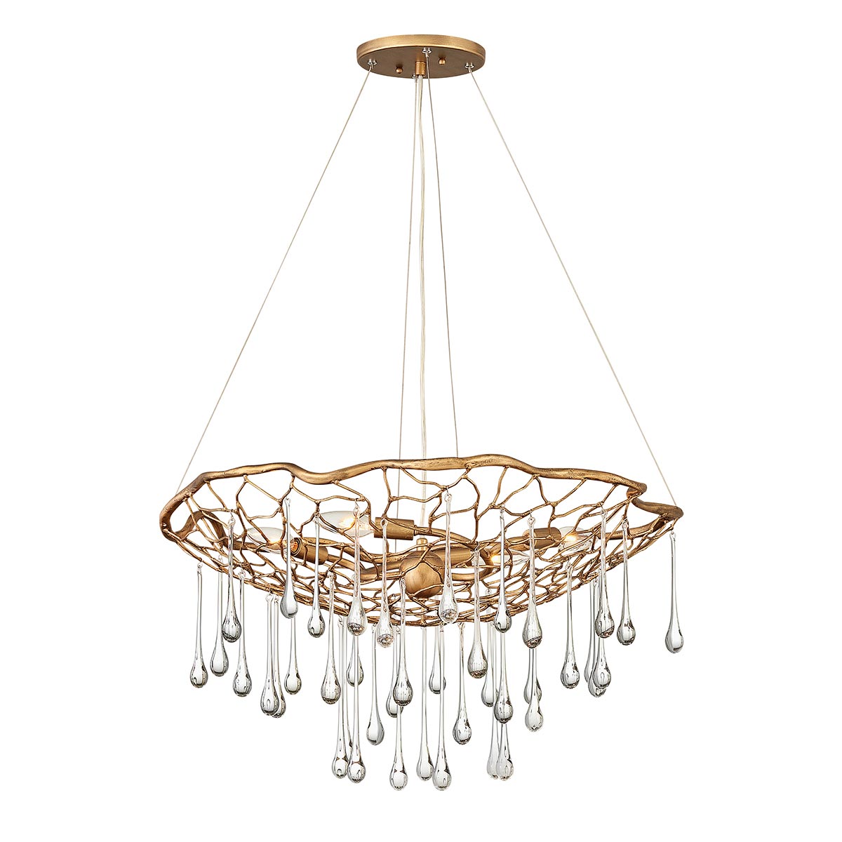 Laguna Handmade 4 Light Modern Pendant Chandelier Gold Glass Drops