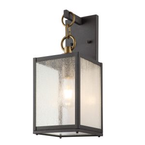 Quintiesse Lahden 1 light medium outdoor wall lantern in weathered zinc full size on white background