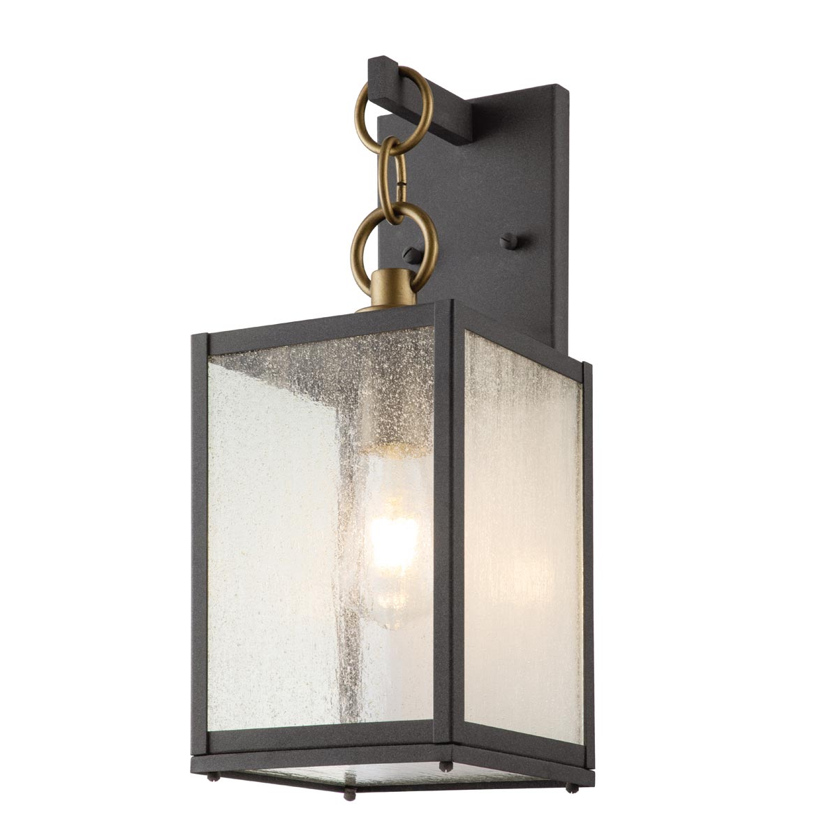 Lahden 1 Light Medium Outdoor Wall Lantern Zinc Seeded Glass