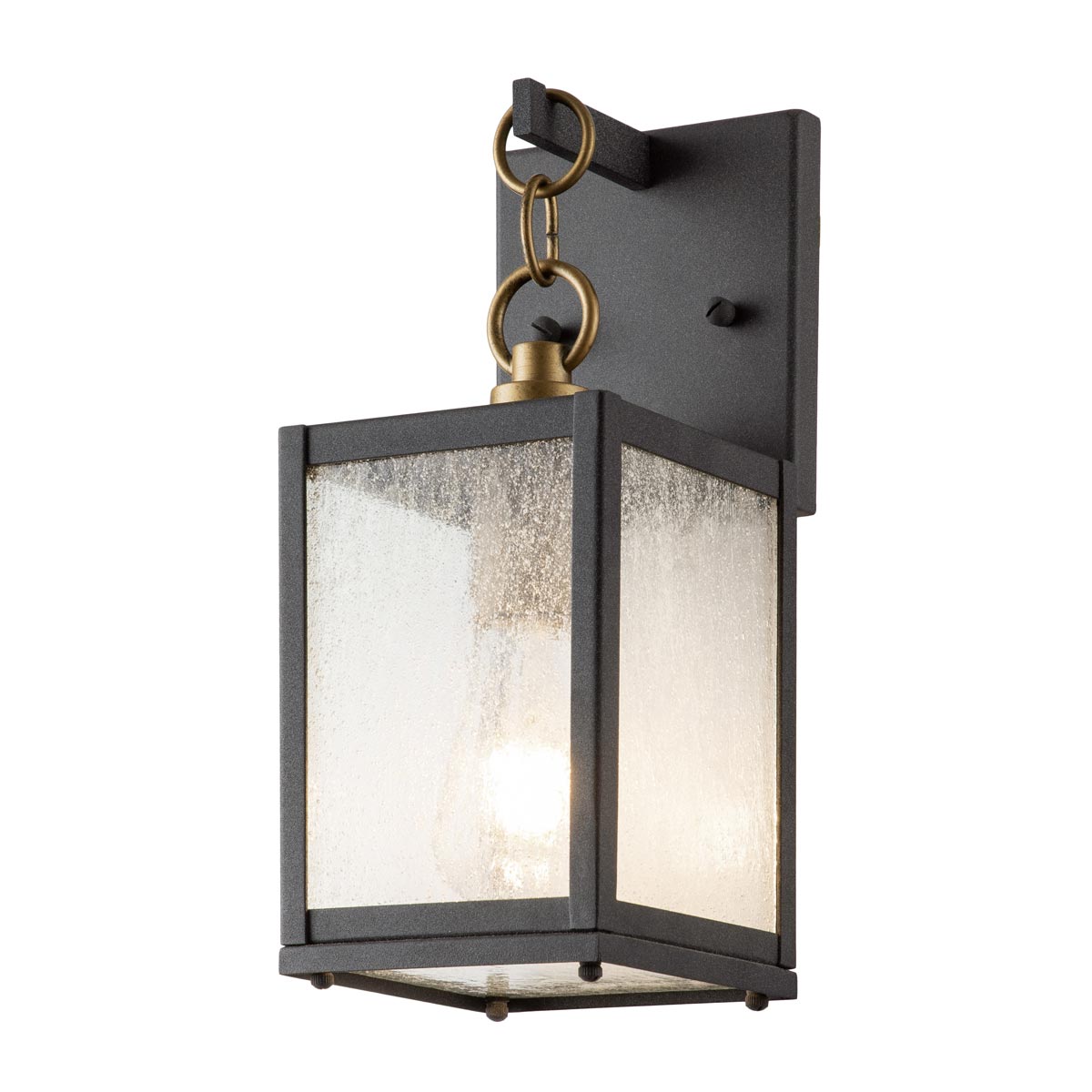 Lahden 1 Light Small Outdoor Wall Lantern Zinc Seeded Glass