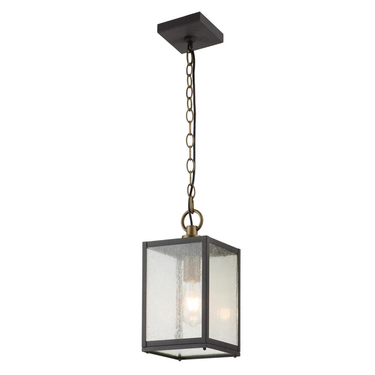 Lahden 1 Light Hanging Outdoor Porch Lantern Zinc Seeded Glass