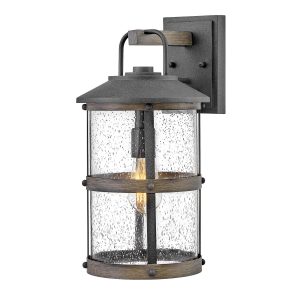 Quintiesse Lakehouse 1 light medium outdoor wall lantern in aged zinc full size on white background
