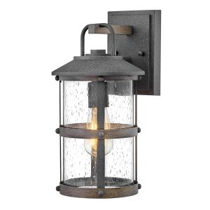 Quintiesse Lakehouse 1 light small outdoor wall lantern in aged zinc full size on white background