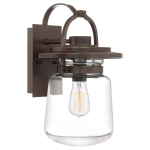 Quintiesse Lasalle 1 light medium outdoor wall lantern in western bronze full size on white background