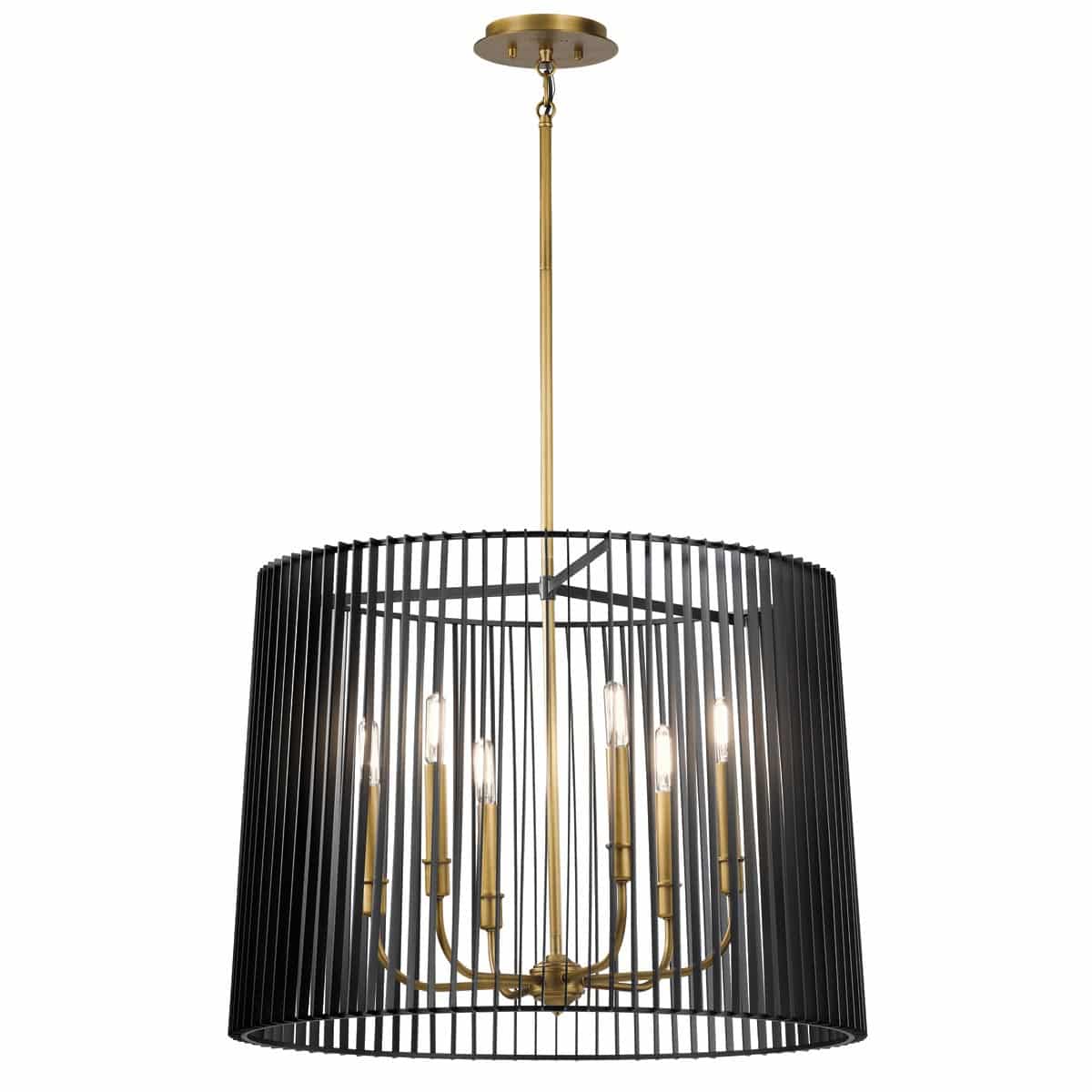 Linara Contemporary 6 Light Pendant Chandelier Black / Brass
