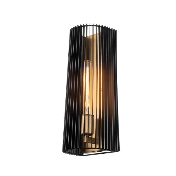 Linara Contemporary Single Lamp Wall Light Black / Natural Brass