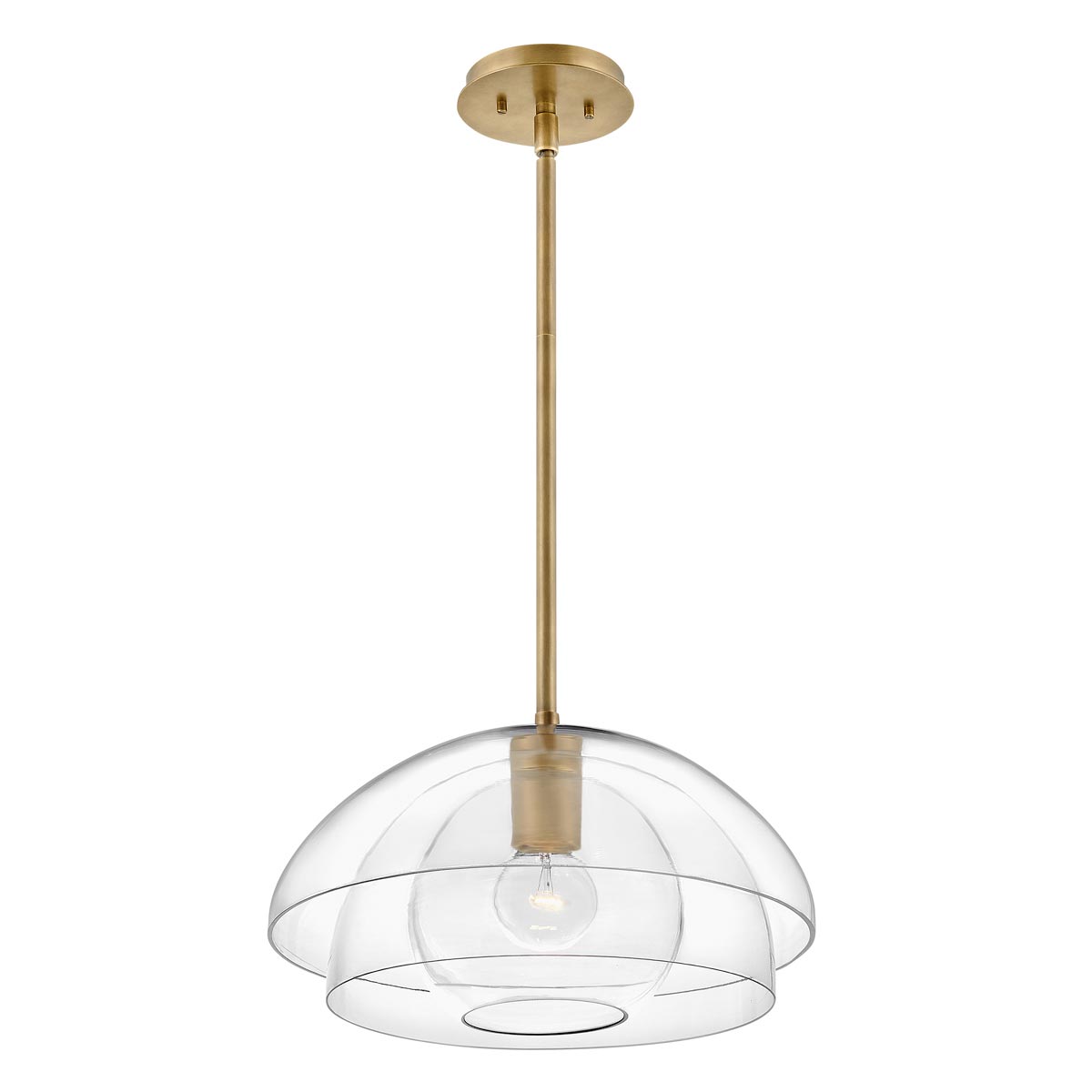 Lotus 1 Light Ceiling Pendant / Flush Mount Brass Clear Glass