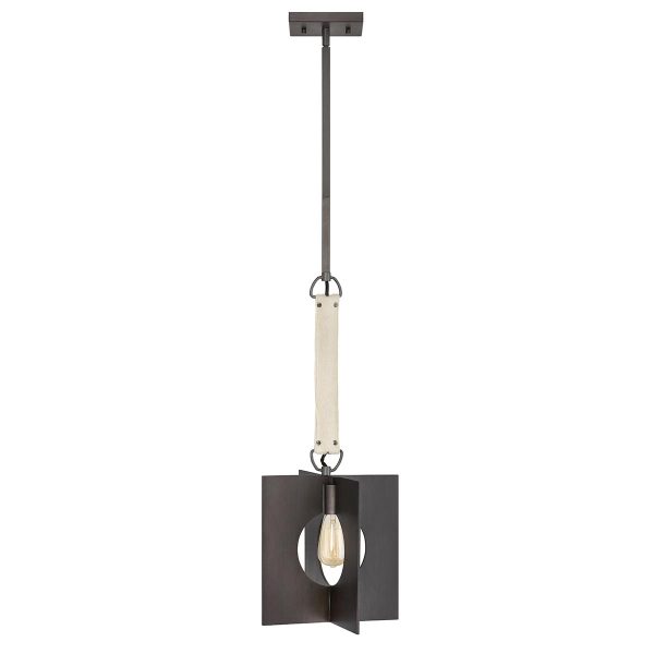 Quintiesse Ludlow 1 light ceiling pendant in brushed graphite full height on white background