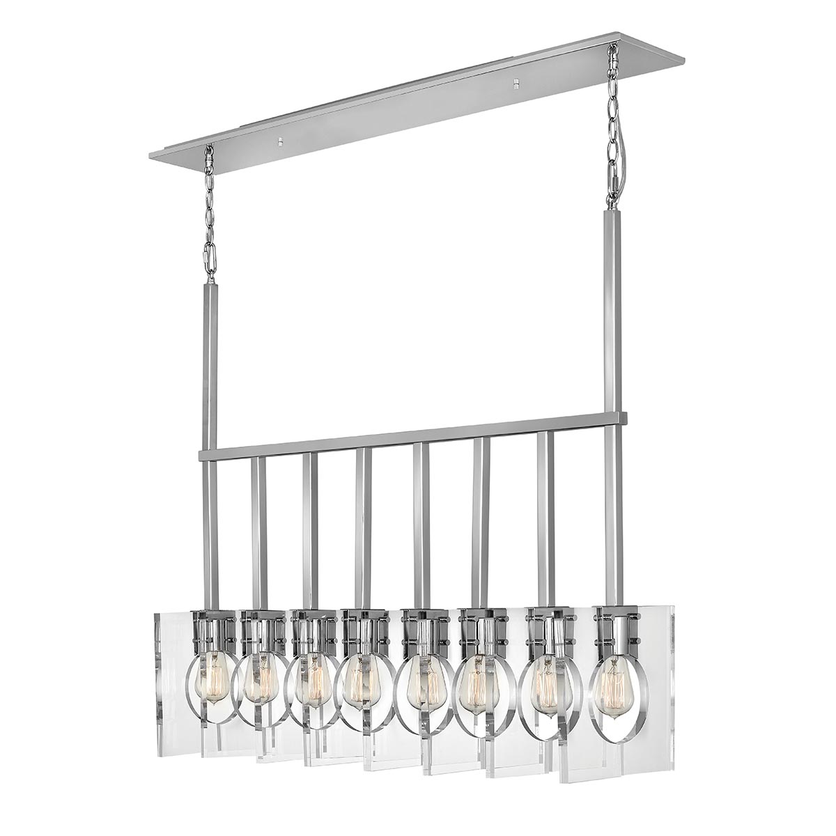 Ludlow Designer 8 Light Architectural Ceiling Pendant Bar Polished Nickel