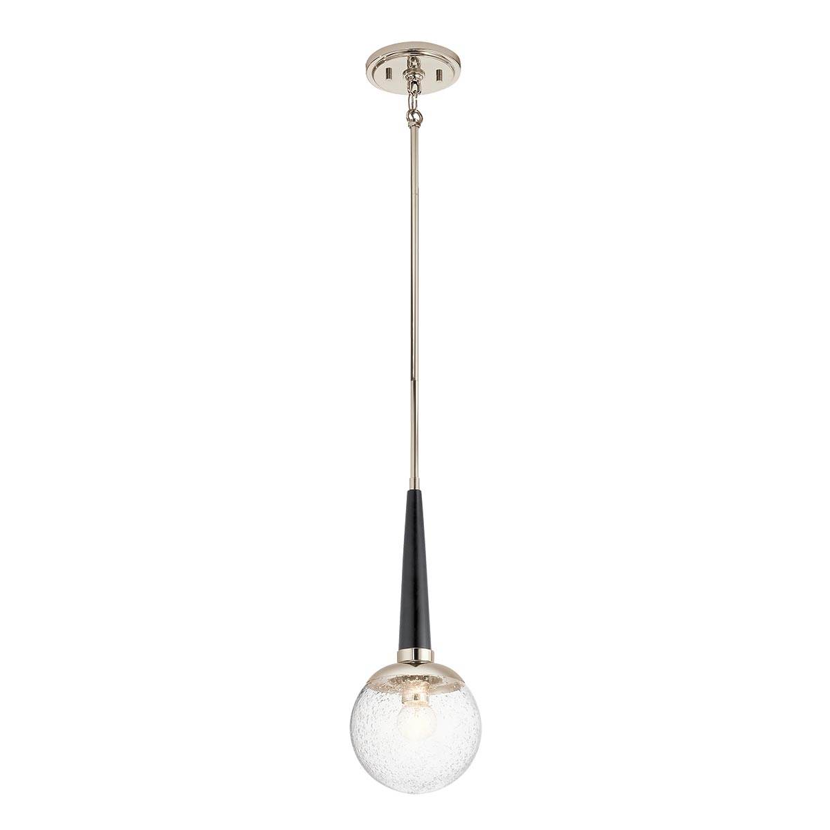 Marilyn Polished Nickel 1 Light Ceiling Pendant Matte Black Seeded Glass