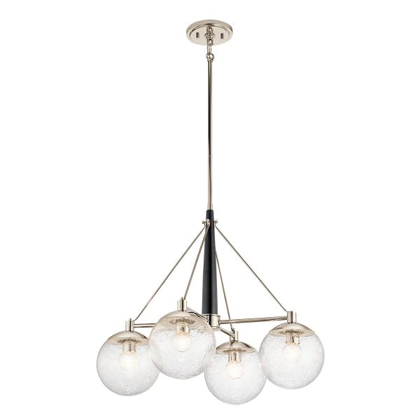 Quintiesse Marilyn polished nickel 4 light chandelier full height on white background