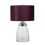 Milne Undulating Blown Glass 2 Light Table Lamp Satin Aubergine Shade