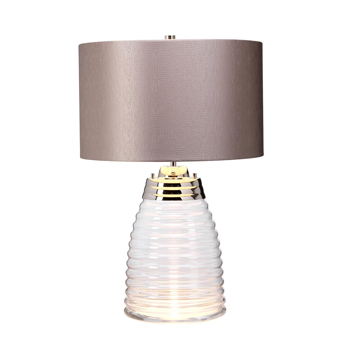 Milne Undulating Blown Glass 2 Light Table Lamp Satin Grey Shade