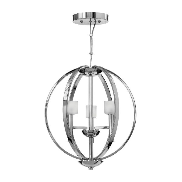 Quintiesse Mondo contemporary designer 3 light globe chandelier in polished chrome main image
