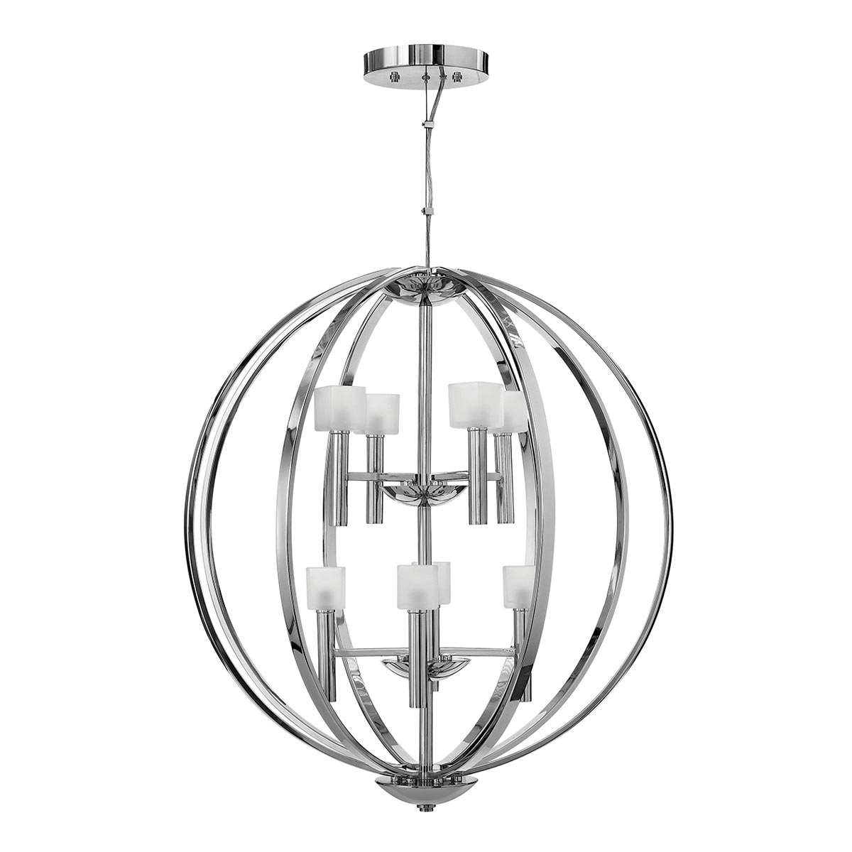 Mondo Contemporary Designer 8 Light Globe Chandelier Frosted Glass