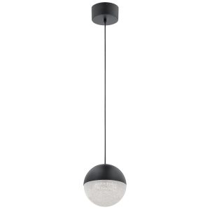 Quintiesse Moonlit bright LED mini pendant ceiling light in matte black full height on white background