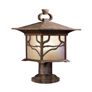 Quintiesse Morris Mission style 1 light outdoor post lantern in distressed copper main image
