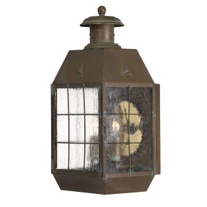 Quintiesse Nantucket large 2 light outdoor wall lantern in aged solid brass main image