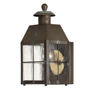 Quintiesse Nantucket extra small 1 light outdoor wall lantern in aged solid brass main image