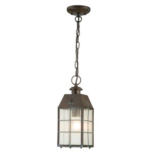 Quintiesse Nantucket medium 1 light outdoor porch chain lantern in aged solid brass on white background