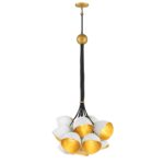 Nula Contemporary 15 Light Designer Cluster Pendant Shell White / Gold