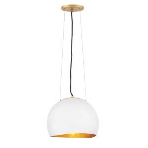 Quintiesse Nula contemporary 1 light designer ceiling pendant in shell white and gold main image