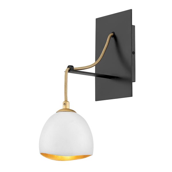 Quintiesse Nula matt black 1 lamp designer wall light in chalk white and gold main image