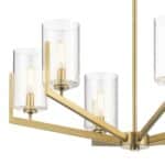 Quintiesse Nye Modern 6 Light Chandelier Natural Brass Clear Glass