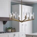 Quintiesse Nye Modern 6 Light Chandelier Natural Brass Clear Glass