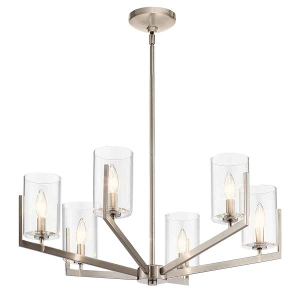 Quintiesse Nye modern 6 light chandelier in classic pewter main image