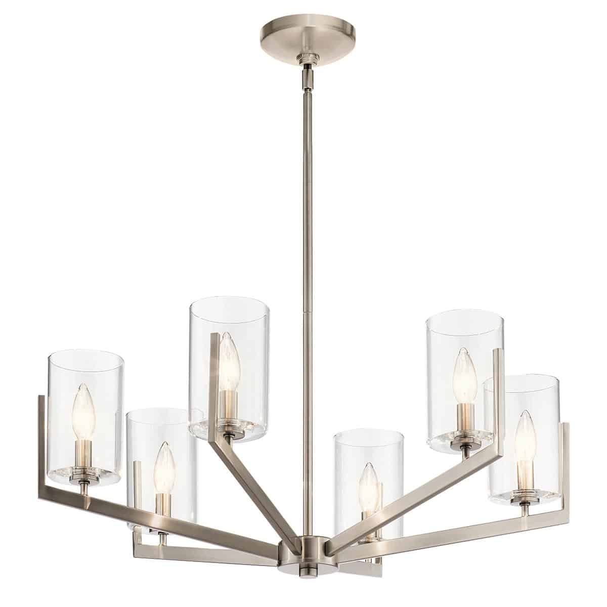 Quintiesse Nye Modern 6 Light Chandelier Classic Pewter Clear Glass