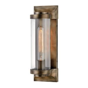 Quintiesse Pearson Art Deco style outdoor wall light in burnished bronze main image