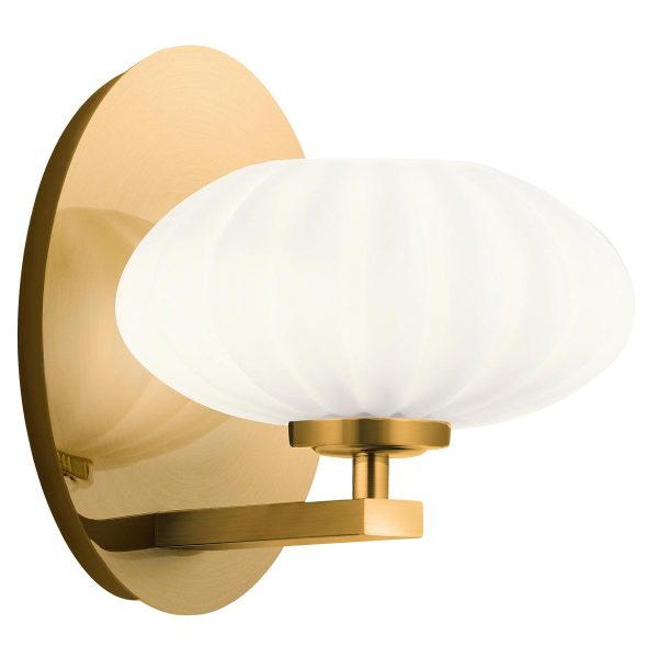 Quintiesse Pim modern single bathroom wall light in fox gold facing up