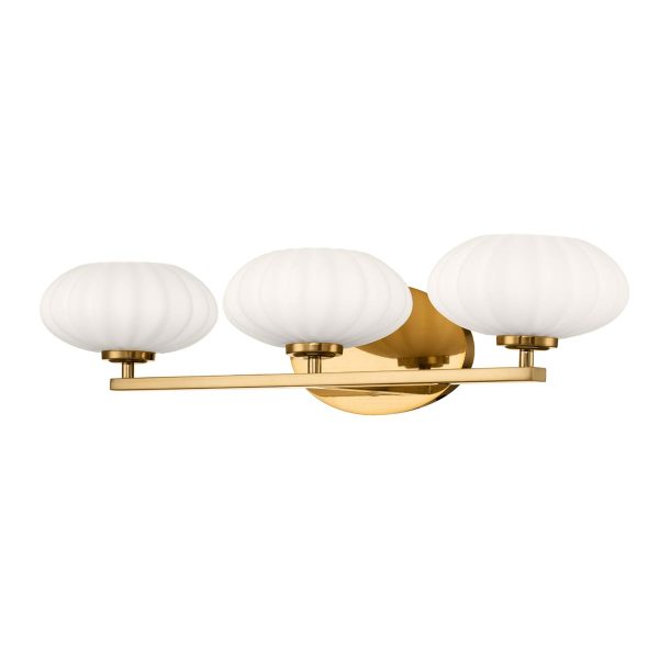 Quintiesse Pim modern 3 light bathroom mirror light bar in fox gold facing up