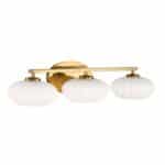 Quintiesse Pim 3 Light Bathroom Mirror Light Bar Gold Opal Glass