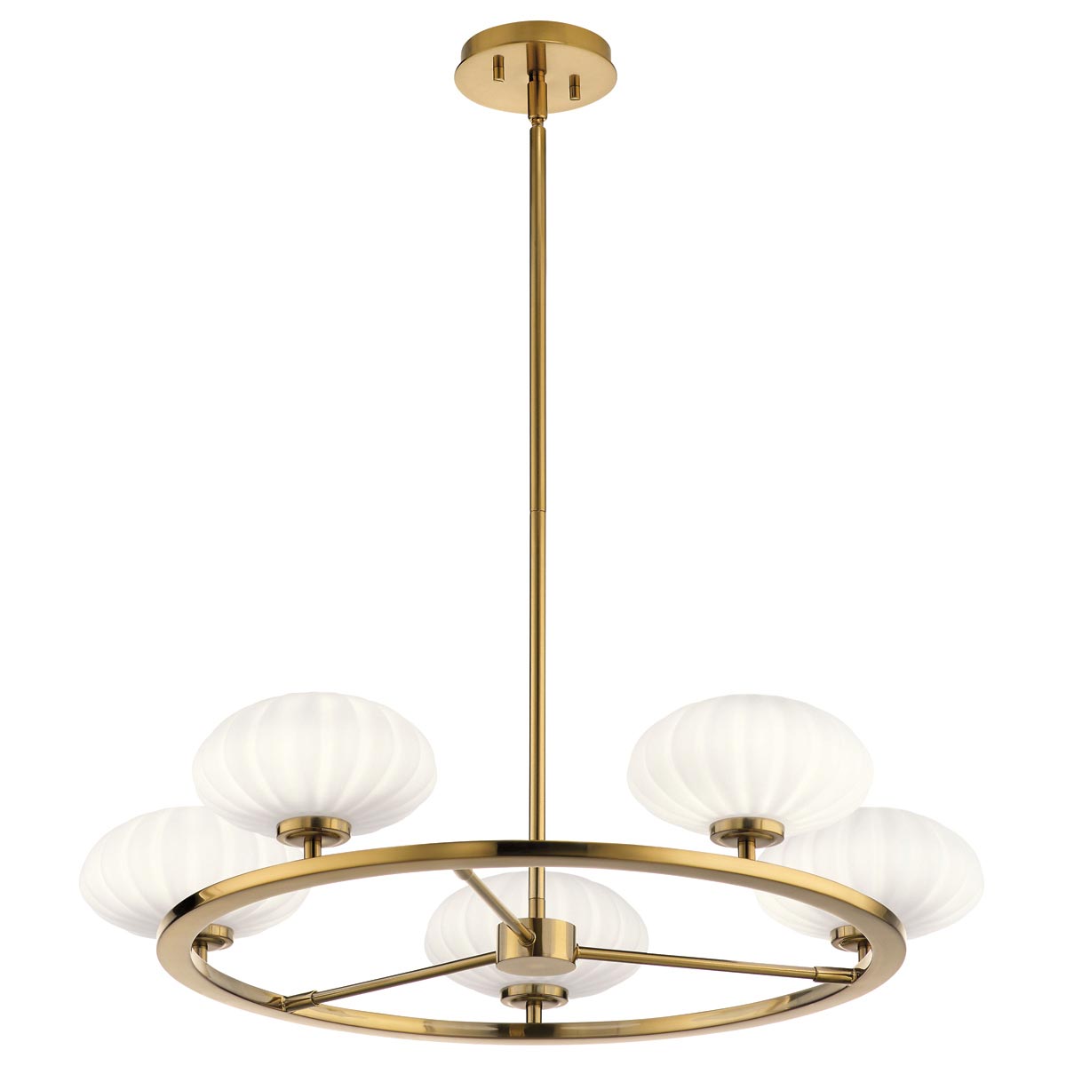 Quintiesse Pim Modern 5 Light Bathroom Chandelier Gold Opal Glass