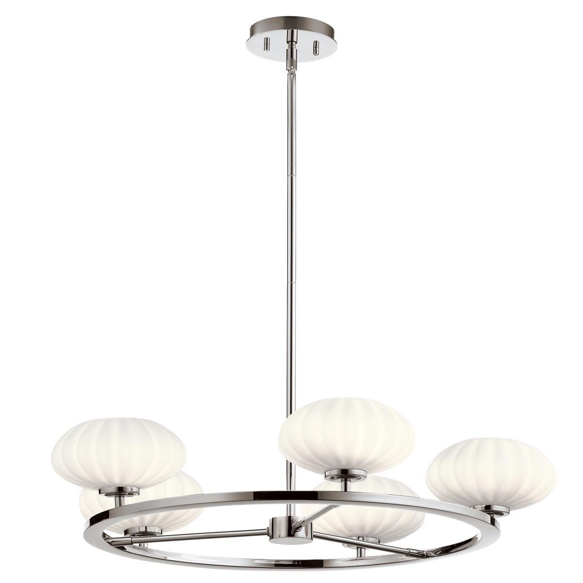 Quintiesse Pim Modern 5 Light Bathroom Chandelier Chrome Opal Glass