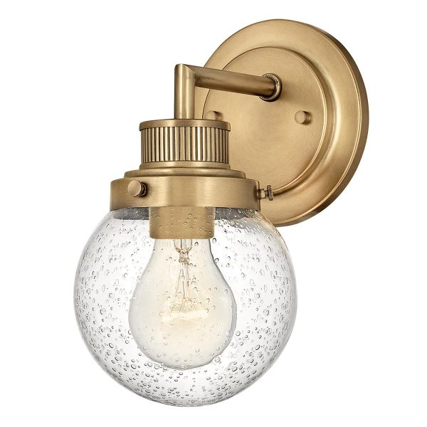 Quintiesse Poppy single bathroom wall light in heritage brass main image