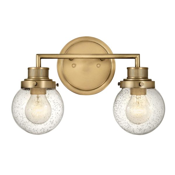 Quintiesse Poppy 2 lamp bathroom wall light in heritage brass main image