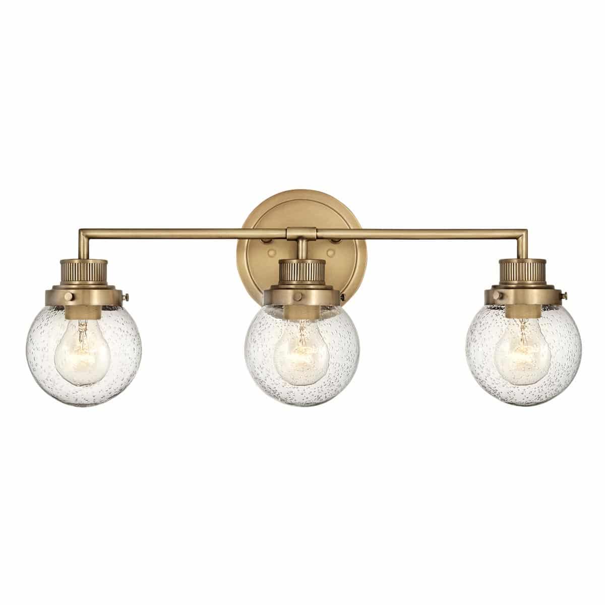 Quintiesse Poppy 3 Lamp Bathroom Mirror Light Heritage Brass