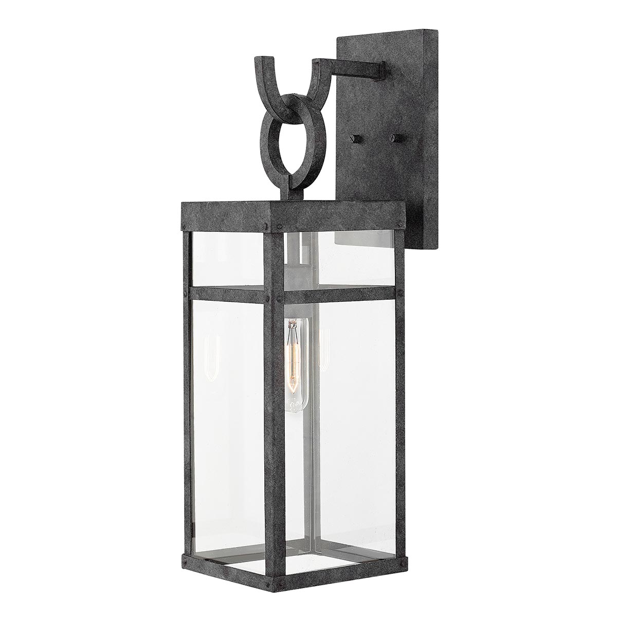 Quintiesse Porter Industrial 1 Light Large Outdoor Wall Lantern Aged Zinc